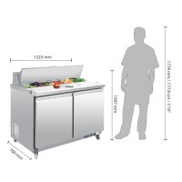 Polar U-Serie Doppeltür Saladette mit Vorbereitungstheke und Kühlschrank 405Ltr