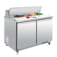 Polar U-Serie Doppeltür Saladette mit Vorbereitungstheke und Kühlschrank 405Ltr