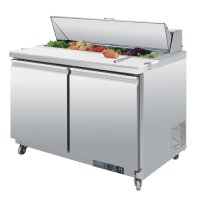 Polar U-Serie Doppeltür Saladette mit Vorbereitungstheke und Kühlschrank 405Ltr