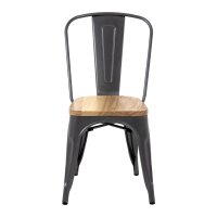 Bolero Bistro Stahlstühle mit Holzsitz grau (4...