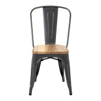 Bolero Bistro Stahlstühle mit Holzsitz grau (4 Stü