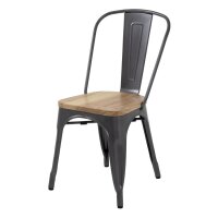 Bolero Bistro Stahlstühle mit Holzsitz grau (4 Stü