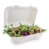 Vegware kompostierbare Einweg Menüboxen mit Klappdeckel aus Bagasse 22,8cm (200 Stück)