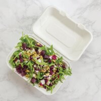 Vegware kompostierbare Einweg Menüboxen mit Klappdeckel aus Bagasse 22,8cm (200 Stück)