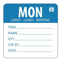 Hygiplas auflösbare Etiketten Montag blau (250...