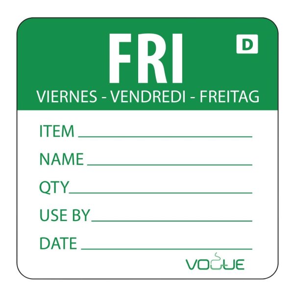 Vogue auflösbare Etiketten Freitag grün (250 Stück)