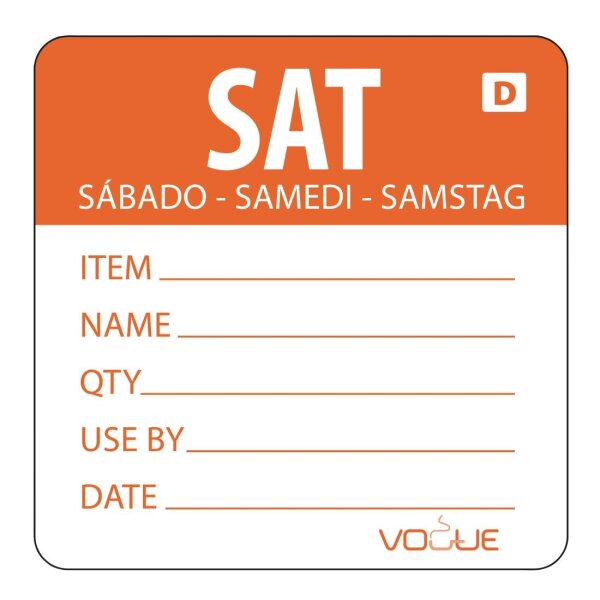 Vogue auflösbare Etiketten Samstag orange (250 Stück)
