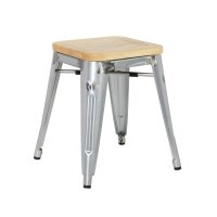 Bolero Bistro Stuhl aus verzinktem Stahl mit Holzsitz (4 Stück)