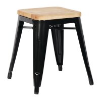 Bolero Bistro Hocker mit Holzsitzpolster Schwarz (4er Pack) 
