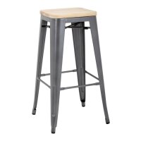 Bolero Bistro Barhocker aus Stahl mit Holzsitz - grau (4 St&