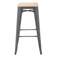 Bolero Bistro Barhocker aus Stahl mit Holzsitz - grau (4 St&
