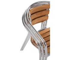 Bolero Aluminium Bistrostühle mit Rückenlehne aus Eschenholz (4 Stück)