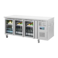 Polar U-Serie Premium 3-türiger Thekenkühlschrank mit Glastüren