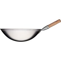 Wok-Pfanne gebürsteter Edelstahl, Grifflänge 200 mm