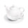 Teekanne mit Tasse und Untertasse, reinweißes Hotelporzellan, Serie Isabell, 3-tlg., 350 ml