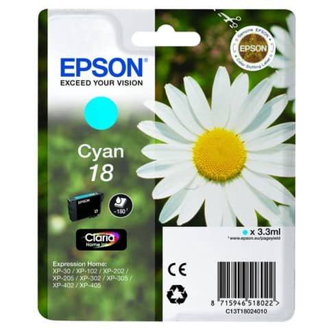 C13T18024012 EPSON XP Tinte cyan ST 180