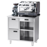 Arbeitstisch für Kaffeemaschine, mit Aufkantung, 1000 x 700 x 1000 mm (BxTxH)