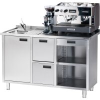 Stalgast Edelstahl Arbeitstisch für Kaffeemaschine, mit