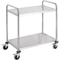 Servierwagen aus Edelstahl, mit zwei Borden, 845 x 525 x 940 mm (BxTxH)