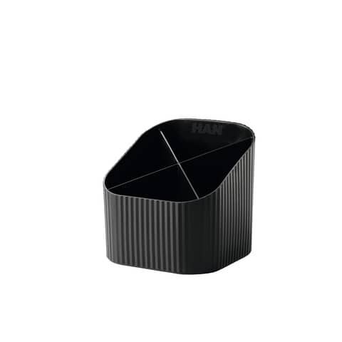 HAN Stiftehalter Re-X-LOOP schwarz 100% Recyclingmaterial 4 Fächer 11,1 x 12,1 x 10,6 cm