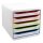 Exacompta Schubladenbox BIG-BOX PLUS  weiß mit bunten Farblinien 309913D, DIN A4 mit 5 Schubladen