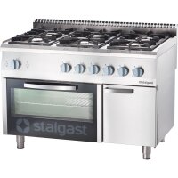 Gasherd mit 6 Brennern (3,5+3x5+2x7), Gas-Backofen GN2/1 und Unterschrank, Serie 700 ND