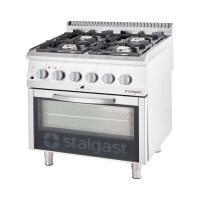 Gasherd mit 4 Brennern (2x5+2x7) und Elektro-Umluft-Backofen GN1/1, Serie 700 ND