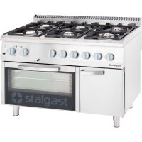 Gasherd mit 6 Brennern (3,5+3x5+2x7), Elektro-Umluft-Backofen GN1/1 und Unterschrank, Serie 700 ND