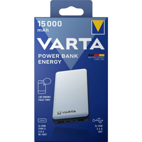VARTA Energy Powerbank 15.000 mAh weiß, schwarz