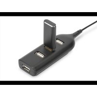 DIGITUS USB-Hub    4-Port 2.0->4xA2.0 integr. Kabel  schw