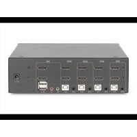 DIGITUS KVM Switch 4-Port 4K30Hz 2xHDMI 2xUSBA 2x3,5mKlinke 
