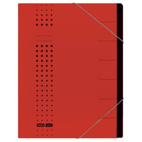Ordnungsmappe chic - 7 Fächer, A4, Karton (RC), 450 g/qm, rot
