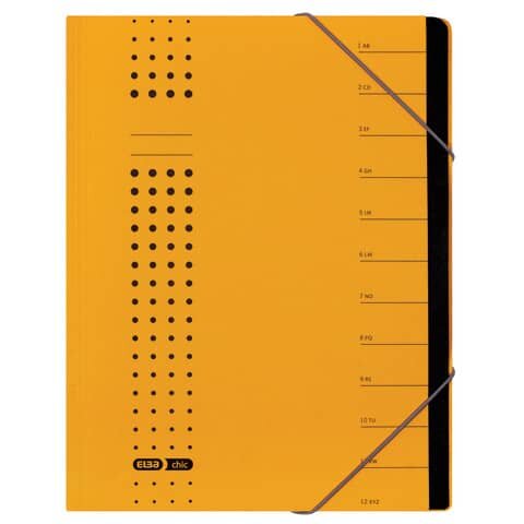 Ordnungsmappe chic - 12 Fächer, A4, Karton (RC), 450 g/qm, gelb