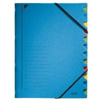3912 Ordnungsmappe - 12 Fächer, A4, Pendarec-Karton (RC), 430 g/qm, blau