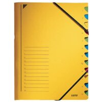 3912 Ordnungsmappe - 12 Fächer, A4, Pendarec-Karton (RC), 430 g/qm, gelb
