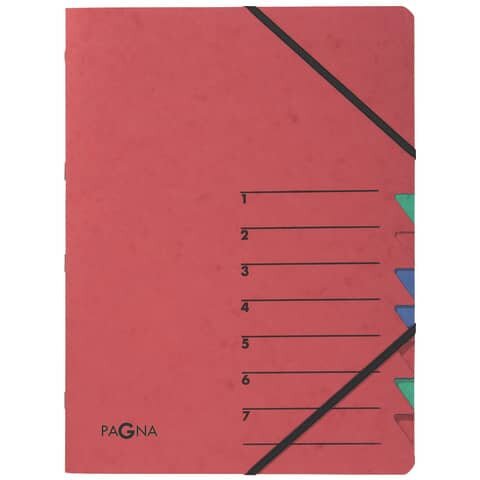 Ordnungsmappe EASY - 7 Fächer, A4, Pressspan, 265 g/qm, rot