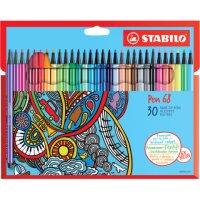 STABILO Pen 68 Filzstifte farbsortiert, 30 St.