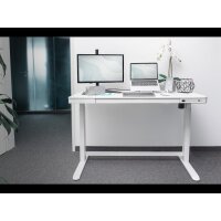 DIGITUS Schreibtisch 120x60 elektr.,USB-Lade.+Schublade wei&