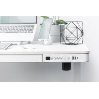 DIGITUS Schreibtisch 120x60 elektr.,USB-Lade.+Schublade wei&