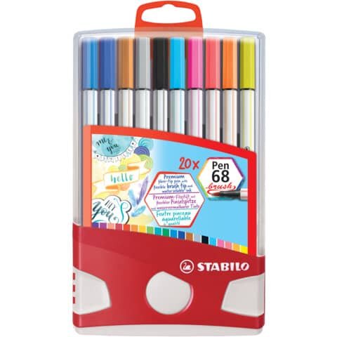 STABILO Pen 68 brush Brush-Pens farbsortiert, 20 St.