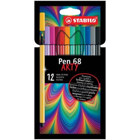 Premium-Filzstift - Pen 68 - ARTY - 12er Pack - mit 12 verschiedenen Farben