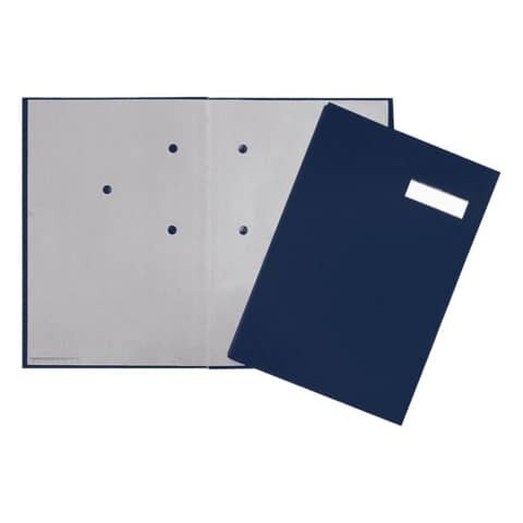 Unterschriftsbuch - 5 Fächer, Karton mit Stoffeinband, blau