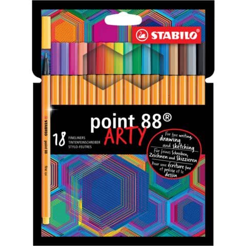 Fineliner point 88® Etui - ARTY - 18er Pack - mit 18 verschiedenen Farben
