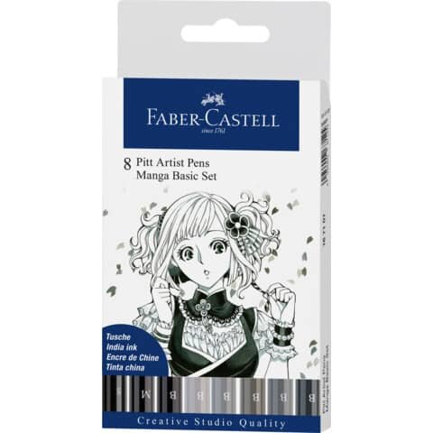 Tuschestift PITT® ARTIST PEN - 8er Etui, Manga Basic Set