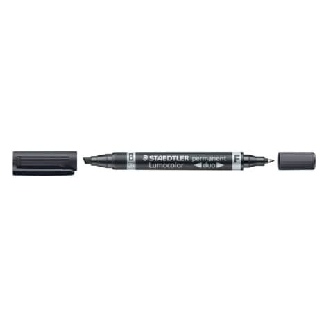 Permanentmarker Lumocolor® duo - nachfüllbar, 0,6 mm und 1,5-4 mm, schwarz