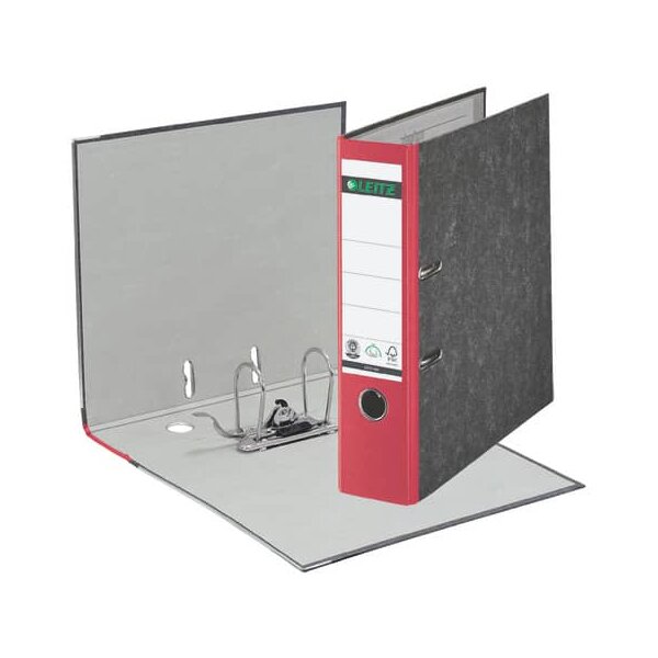 1080 Ordner A4 Wolkenmarmor, 80 mm, rot