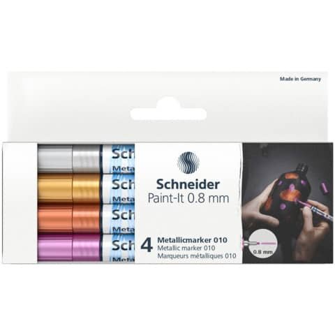 Schneider 010 Lackmarker farbsortiert 0,8 mm, 4 Set