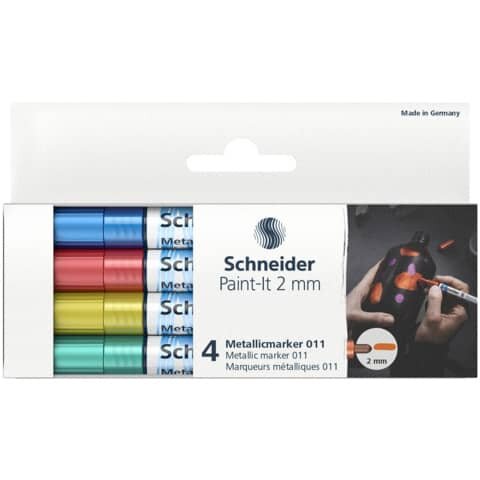 Schneider 011 Lackmarker farbsortiert 2,0 mm, 4 Set