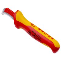 KNIPEX 98 55 Abmantelungsmesser mit Gleitschuh isoliert mit Mehrkomponenten-Hüllen, VDE-geprüft 180 mm