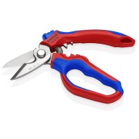KNIPEX 95 05 20 SB Gewinkelte Elektrikerschere mit Mehrkomponenten-Hüllen, glasfaserverstärkt spiegelpoliert 160 mm